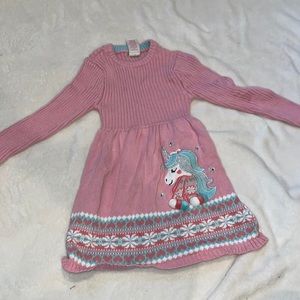 Kids pink unicorn sweater dress size 5